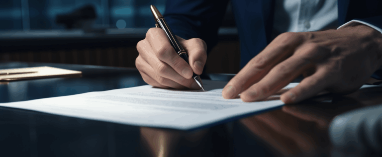 Veterinarian signing contract